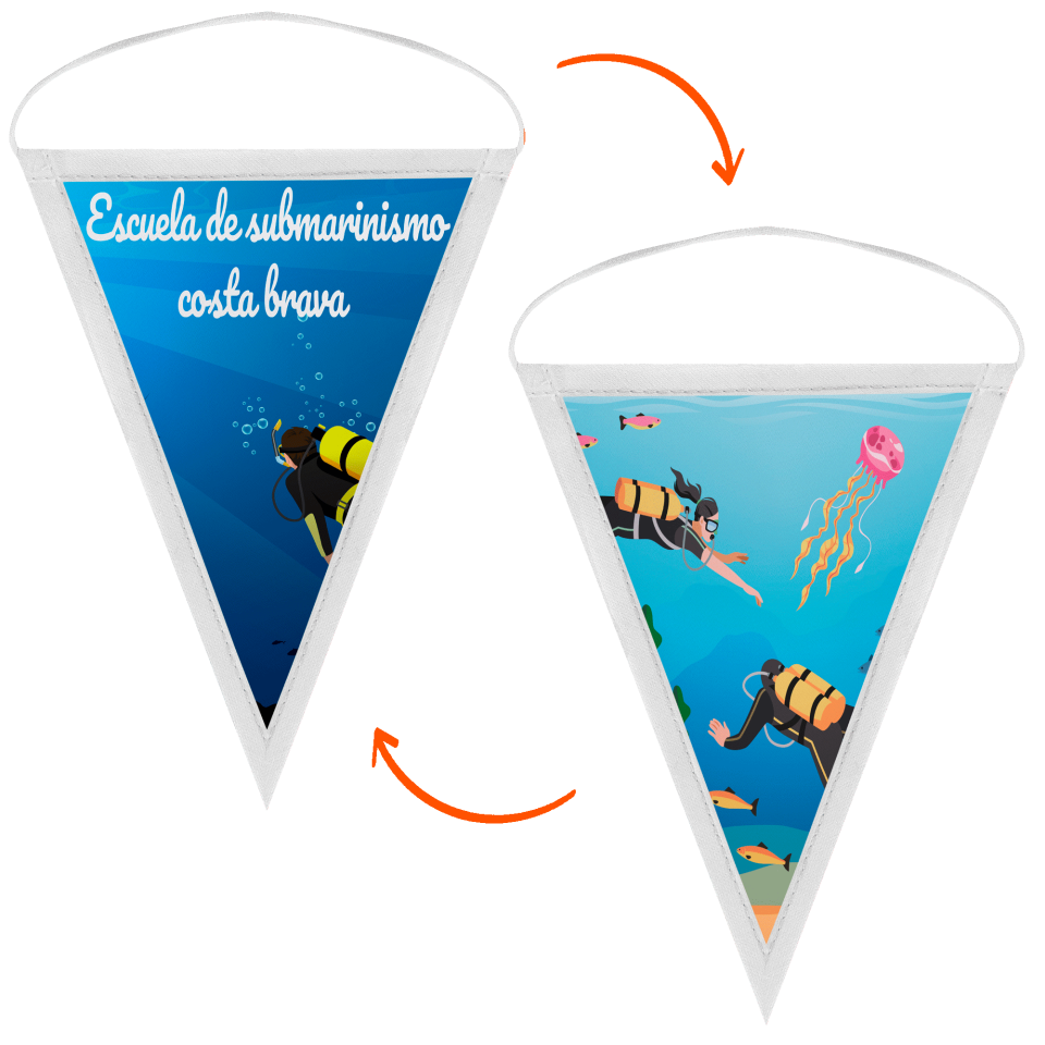 Banderín triangular 18x25cm personalizado doble cara