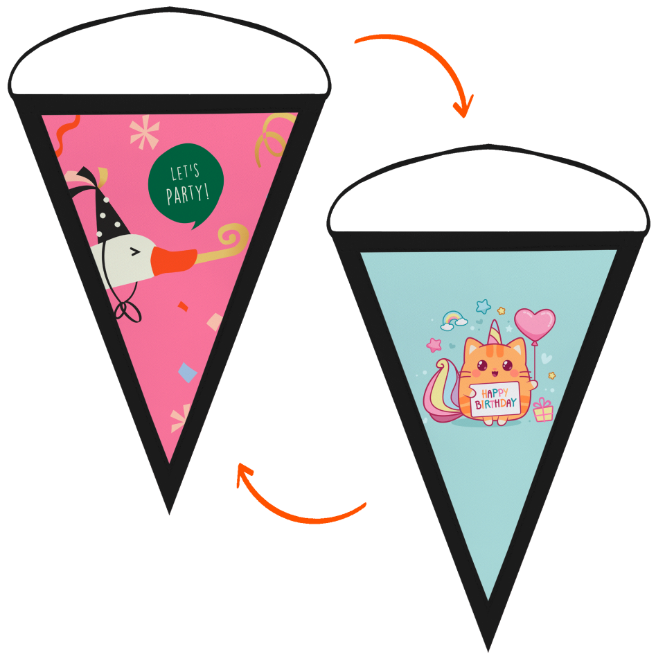 Banderín triangular 14x21cm personalizado doble cara