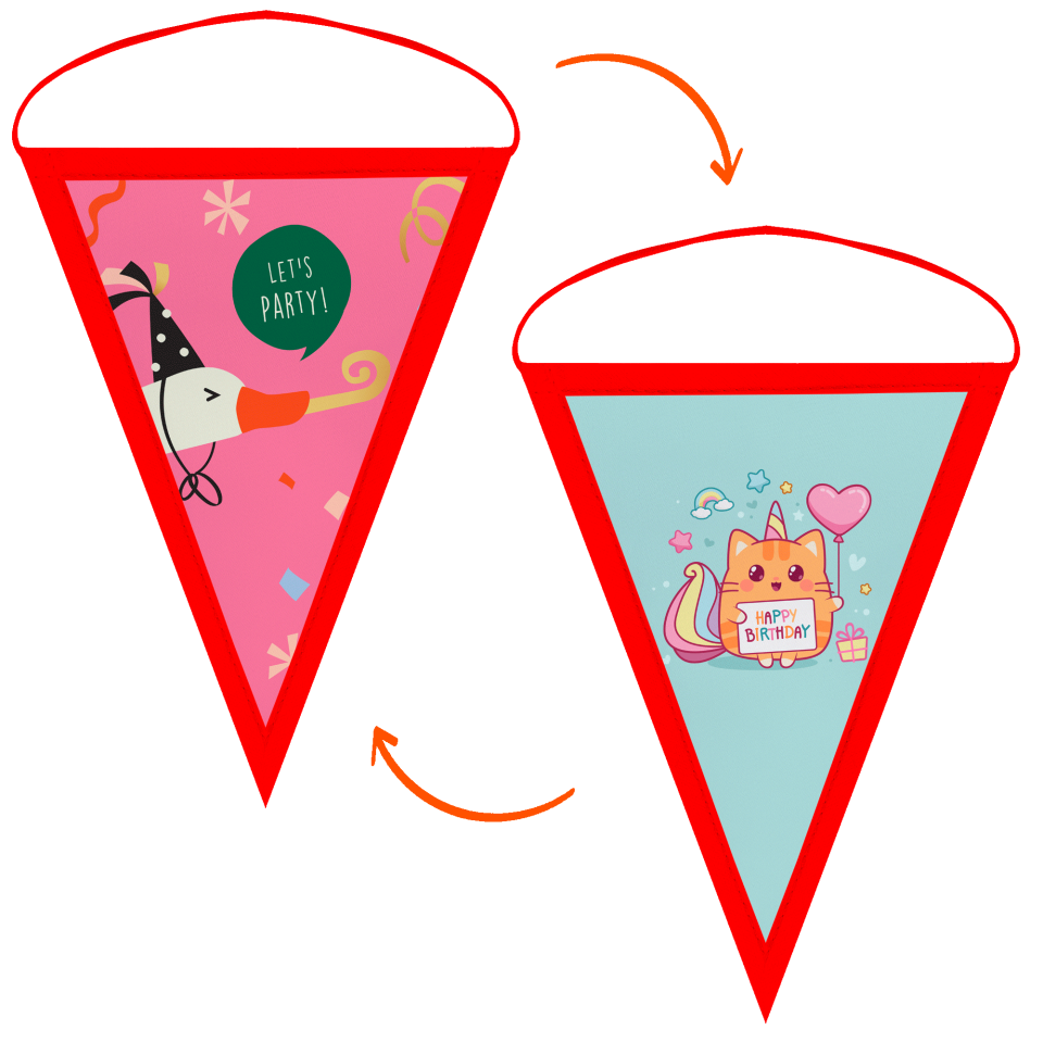 Banderín triangular 14x21cm personalizado doble cara