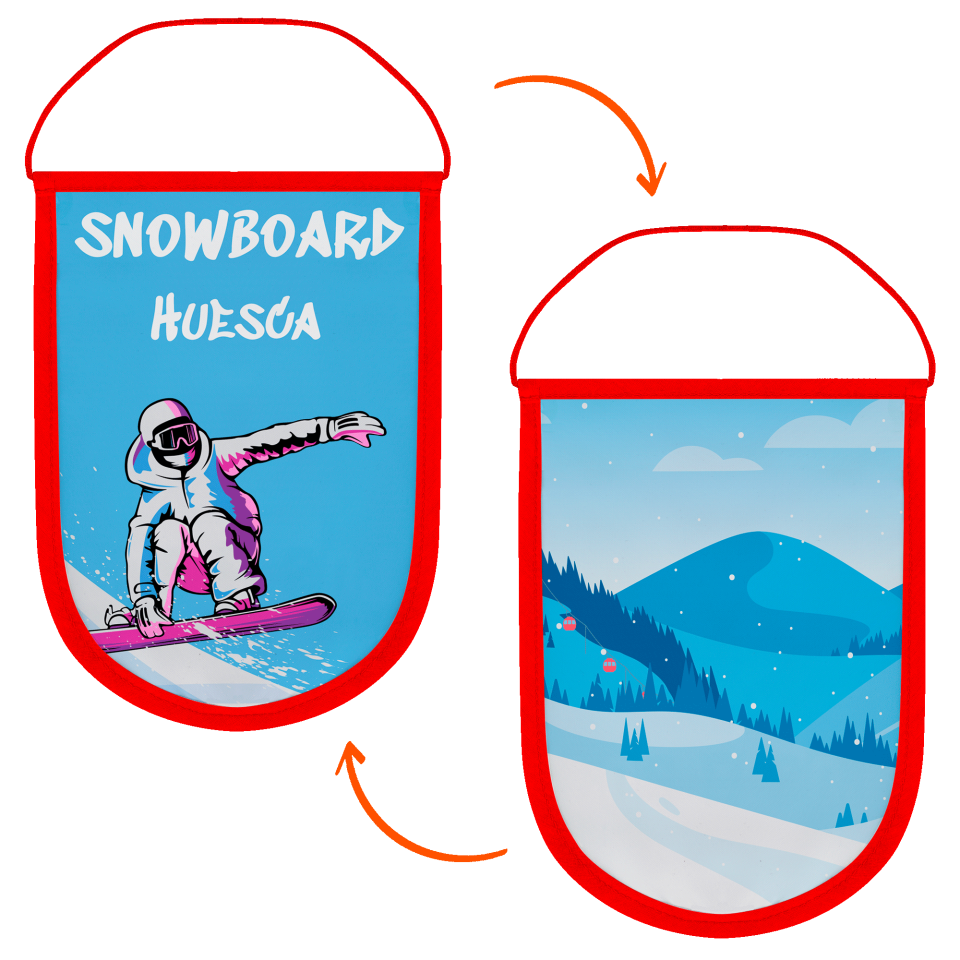 Banderín acabado redondo 9x12cm personalizado doble cara