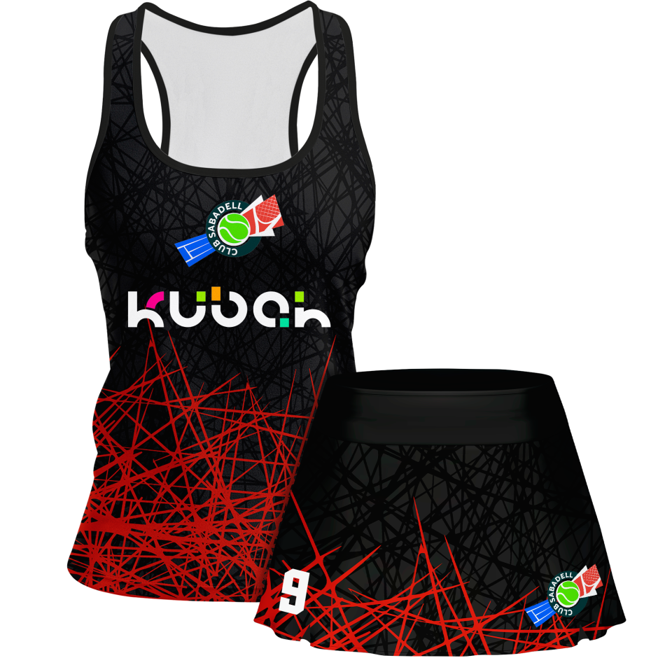 Conjunto pádel mujer tirantes sublimado modelo líneas