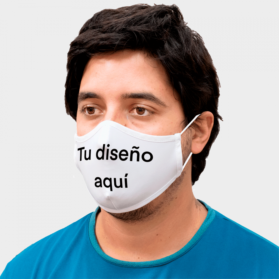 Mascarilla neopreno súper grande blanca homologada con protección +91% personalización fullprint