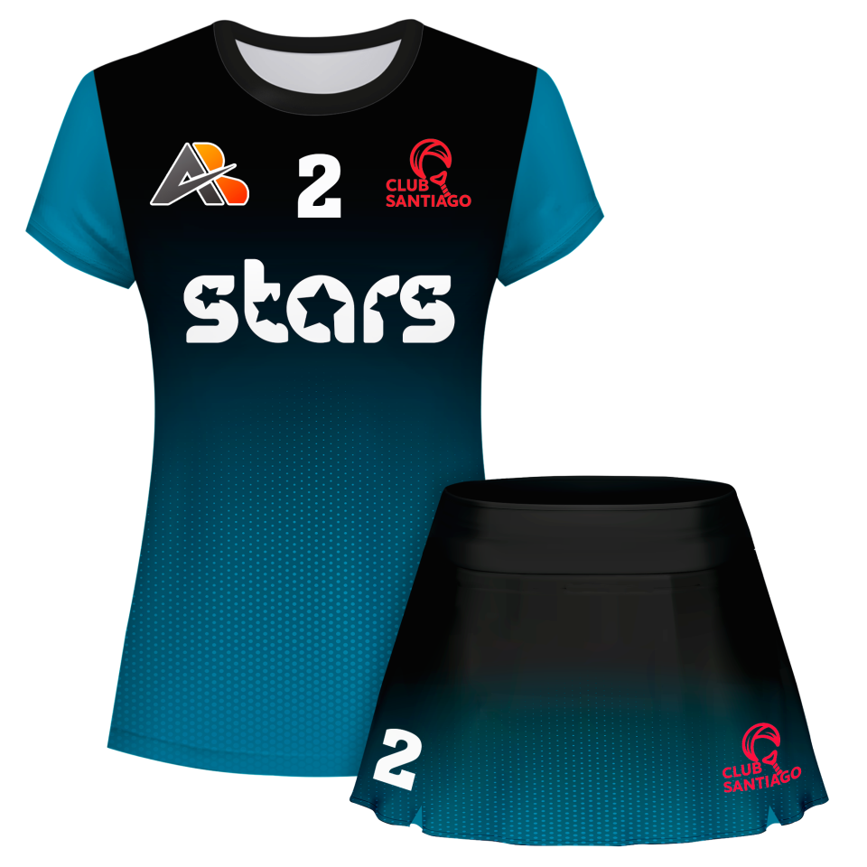 Conjunto pádel mujer manga corta sublimado modelo degradado