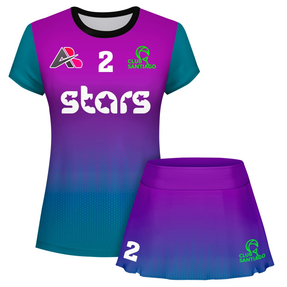 Conjunto pádel mujer manga corta sublimado modelo degradado