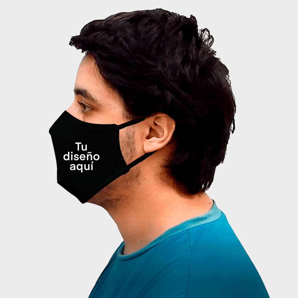 Mascarilla neopreno súper grande negra homologada con protección +91% personalización lateral