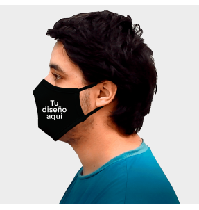 Mascarilla neopreno súper grande negra homologada con protección +91% personalización lateral