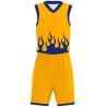 Conjunto de baloncesto sublimado modelo fuego personalizado