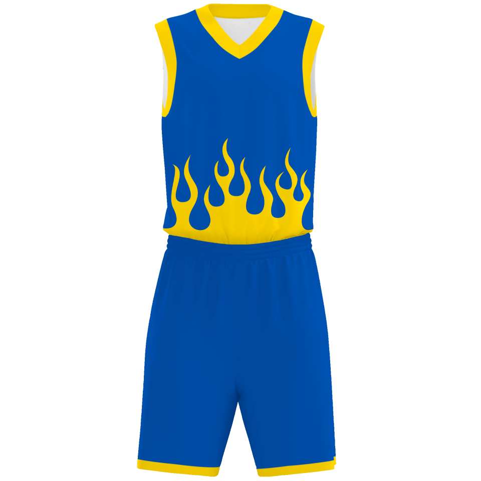 Conjunto de baloncesto sublimado modelo fuego personalizado