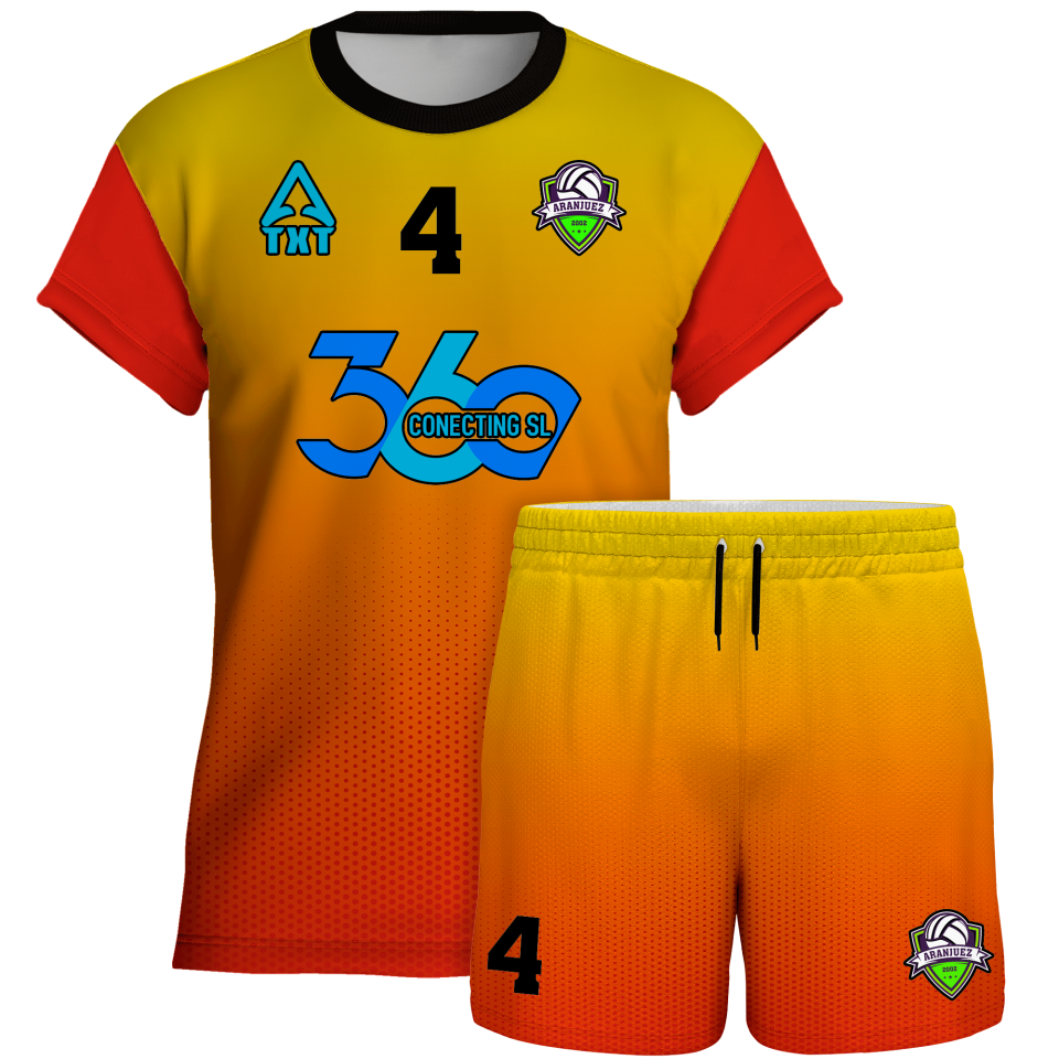 Conjunto voley manga corta sublimado modelo degradado