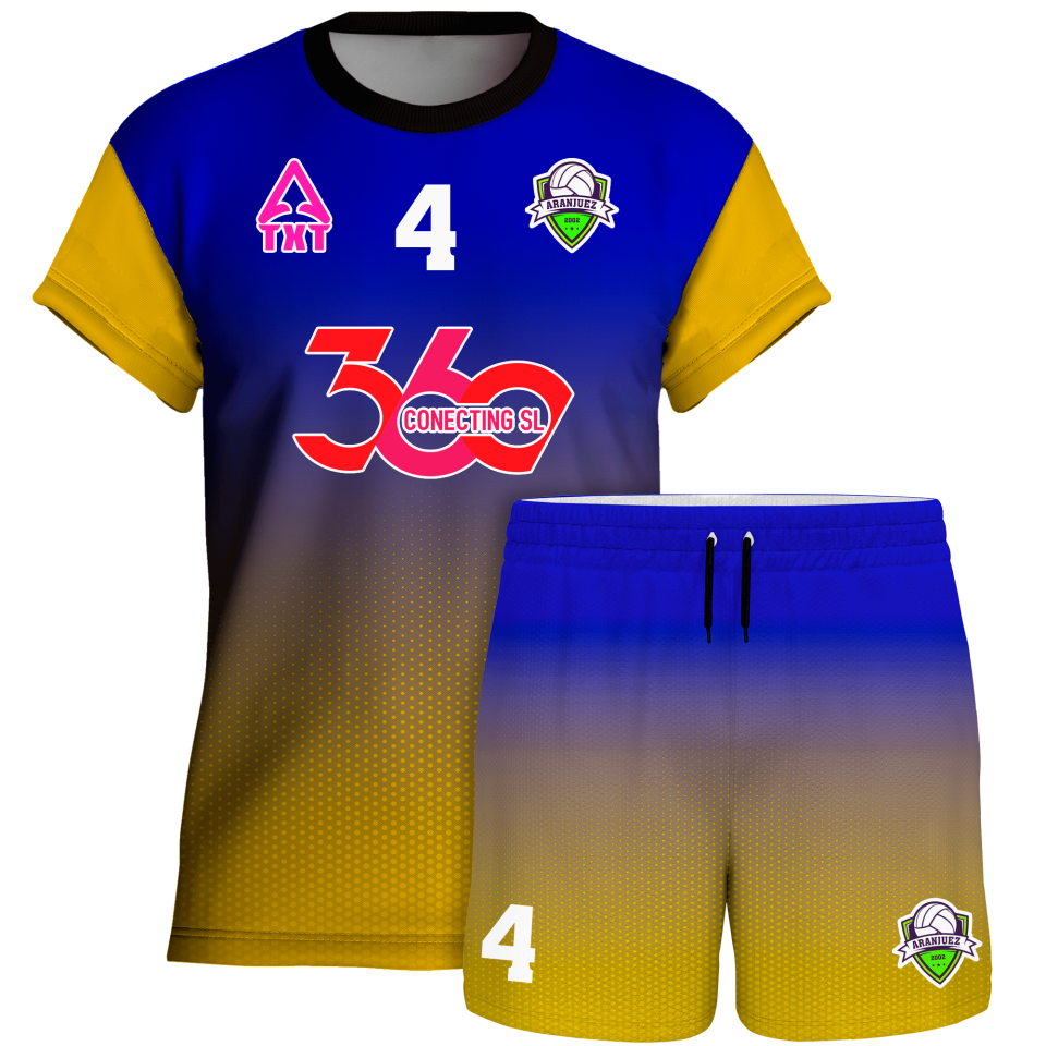 Conjunto voley manga corta sublimado modelo degradado