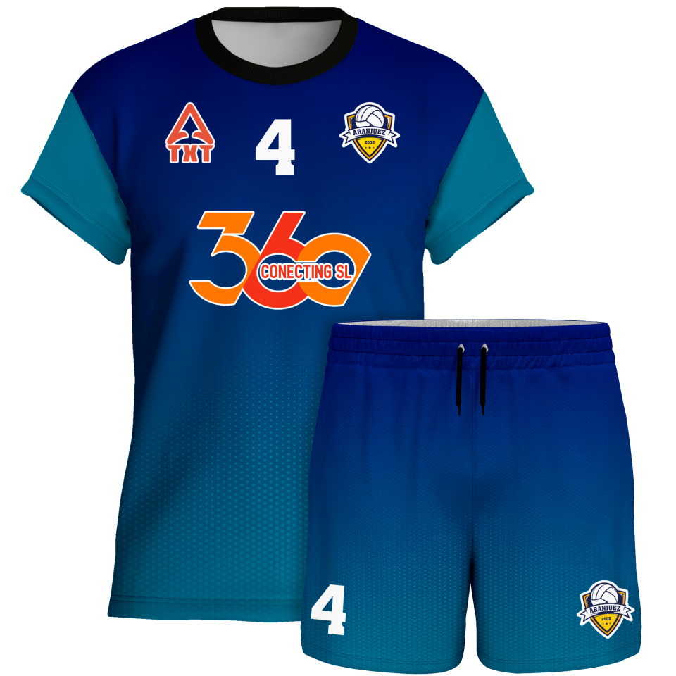 Conjunto voley manga corta sublimado modelo degradado
