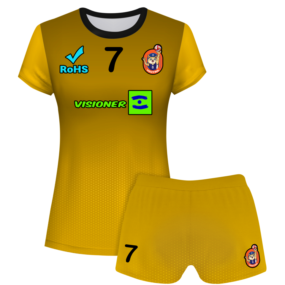 Conjunto voley mujer manga corta sublimado modelo degradado