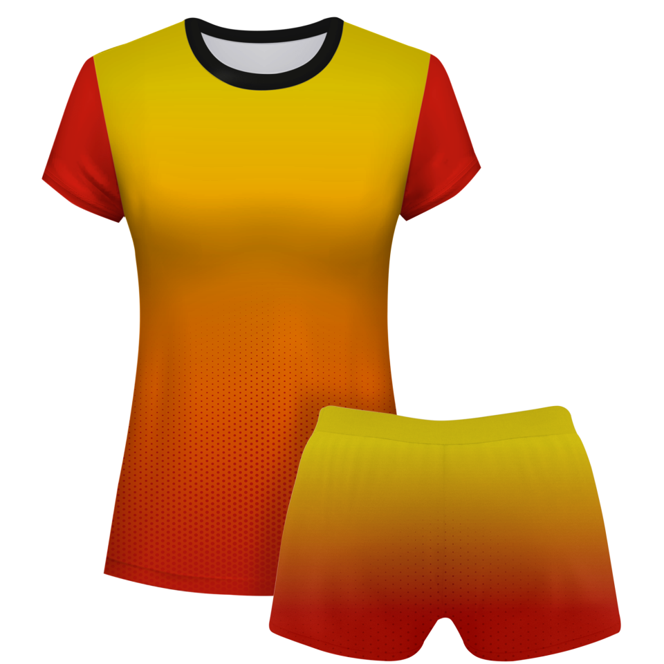 Conjunto voley mujer manga corta sublimado modelo degradado
