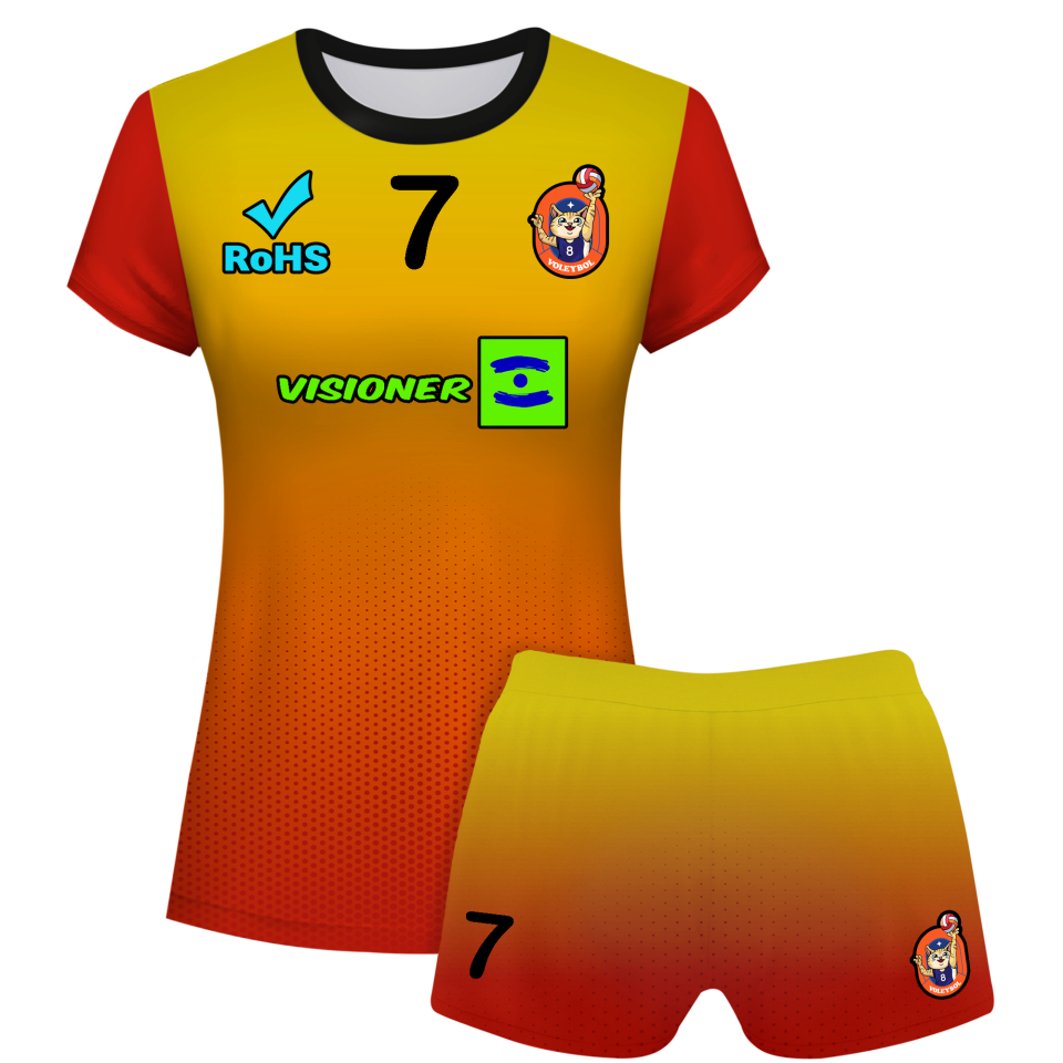 Conjunto voley mujer manga corta sublimado modelo degradado