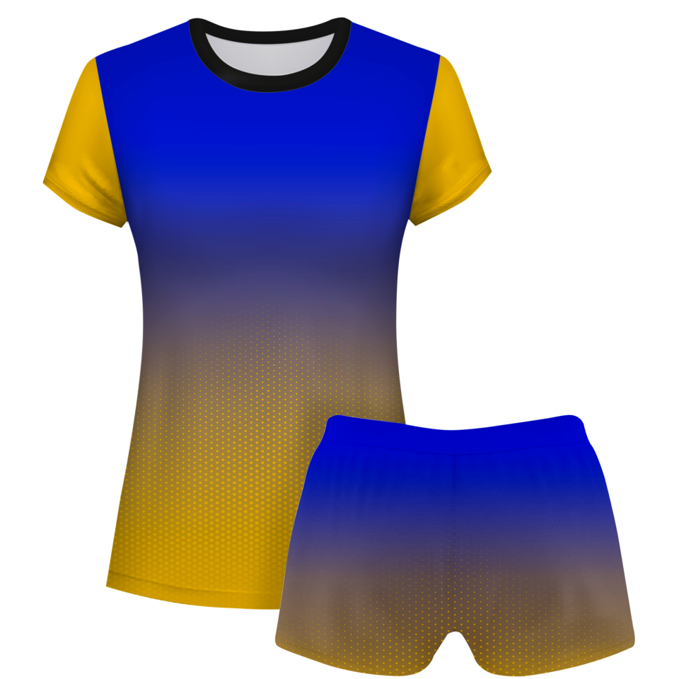 Conjunto voley mujer manga corta sublimado modelo degradado