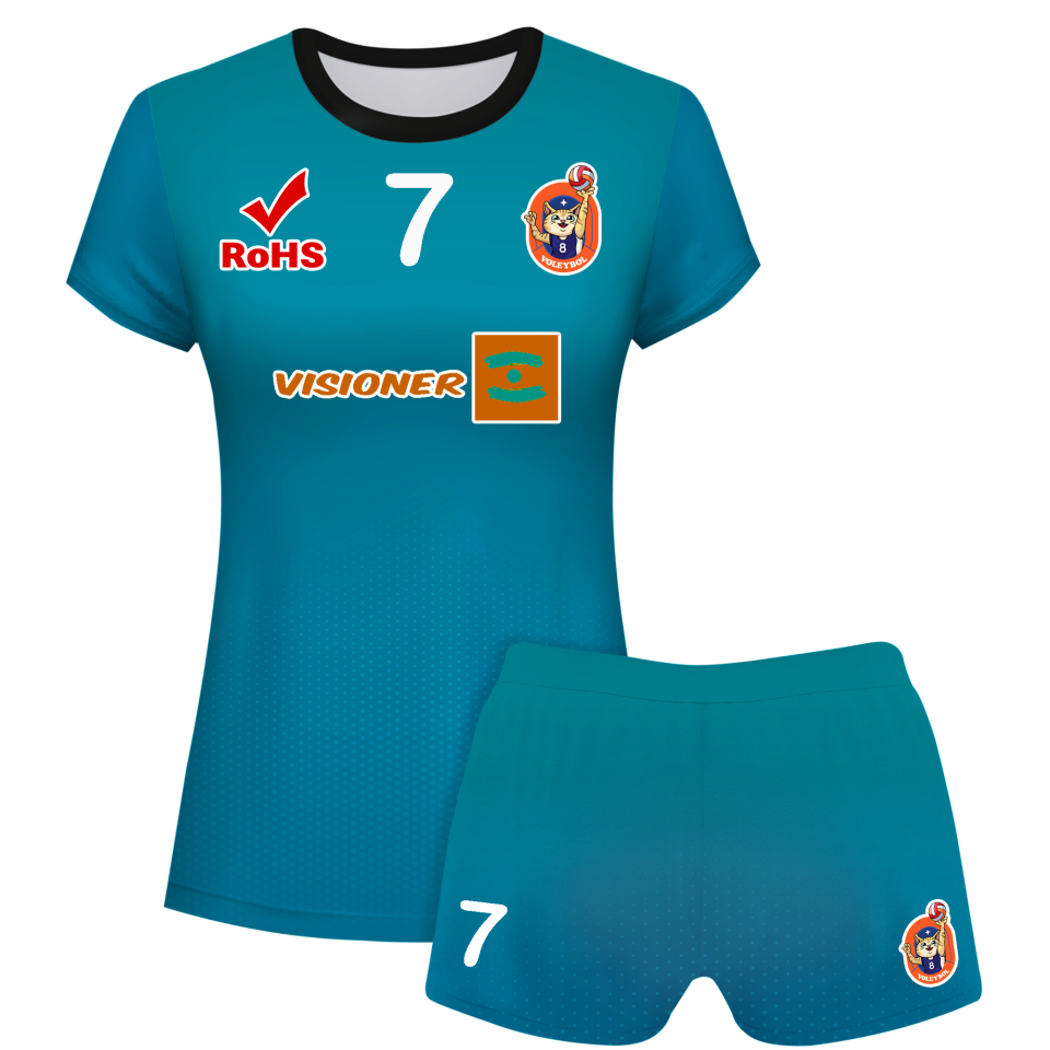 Conjunto voley mujer manga corta sublimado modelo degradado