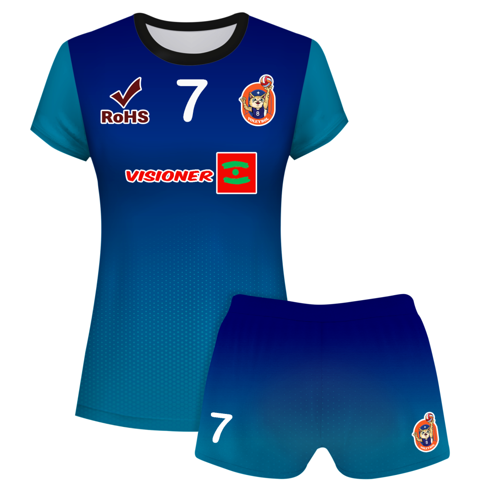 Conjunto voley mujer manga corta sublimado modelo degradado