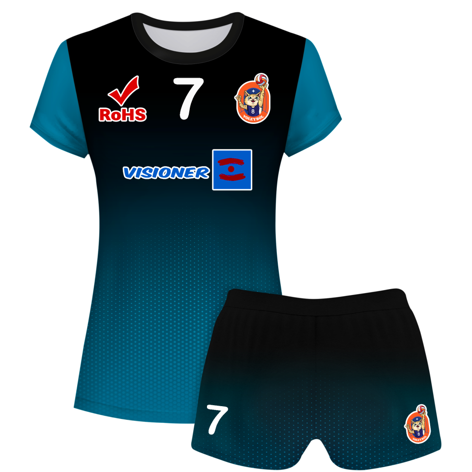 Conjunto voley mujer manga corta sublimado modelo degradado
