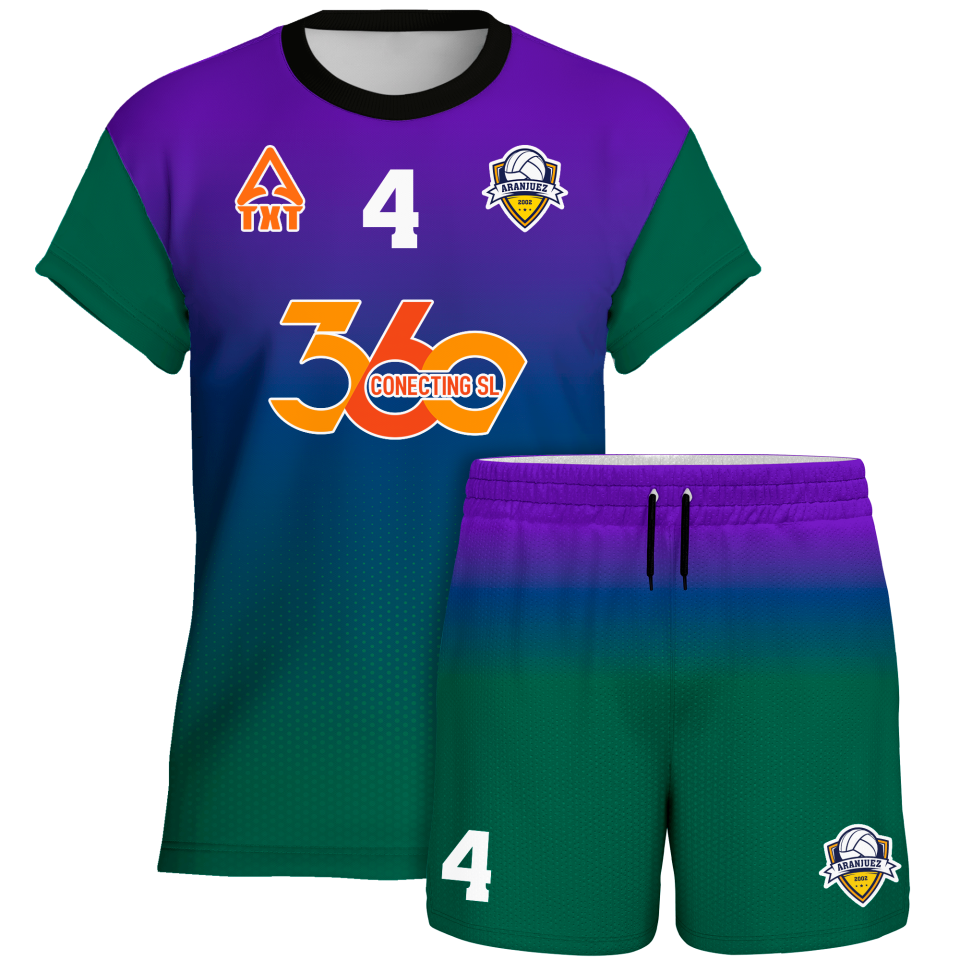 Conjunto voley manga corta sublimado modelo degradado