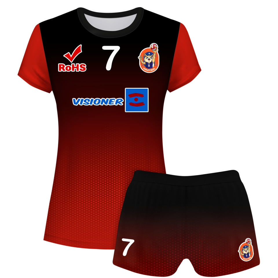 Conjunto voley mujer manga corta sublimado modelo degradado