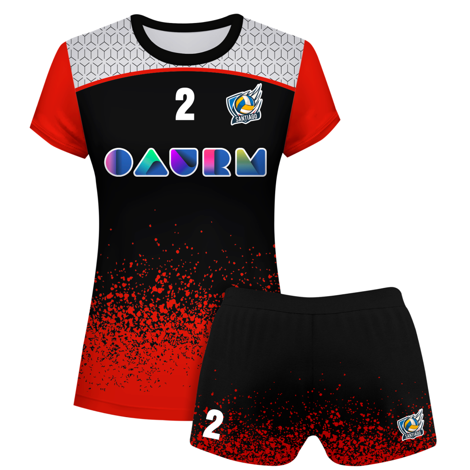 Conjunto voley mujer manga corta sublimado modelo corte