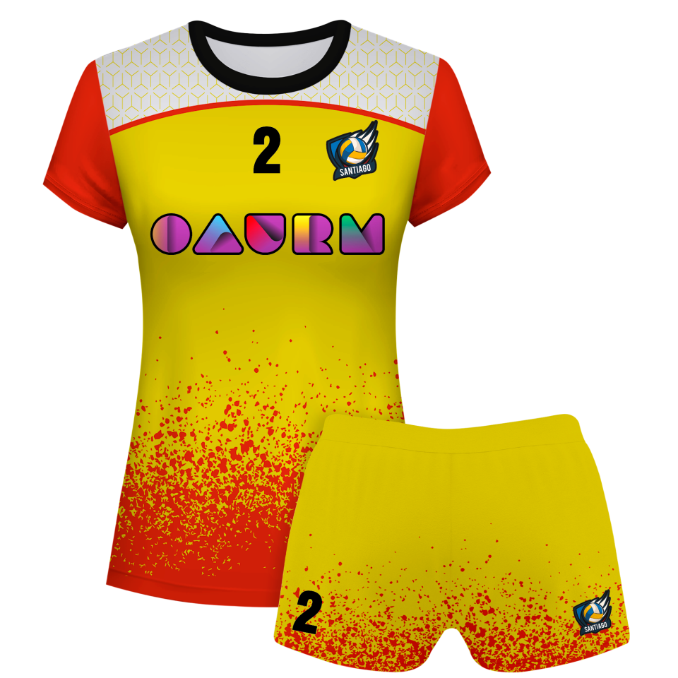 Conjunto voley mujer manga corta sublimado modelo corte