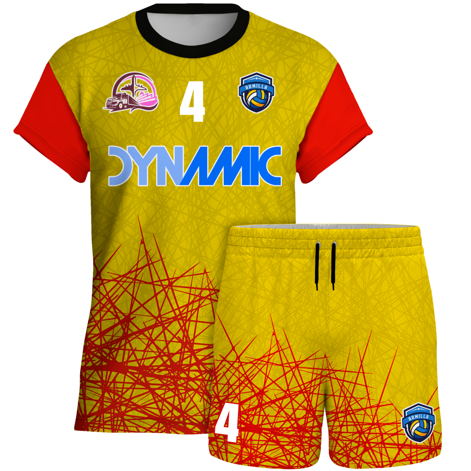 Conjunto voley manga corta sublimado modelo líneas