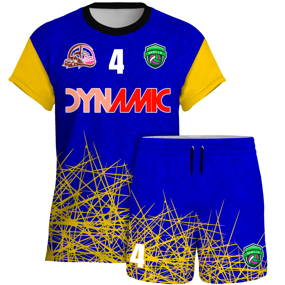 Conjunto voley manga corta sublimado modelo líneas