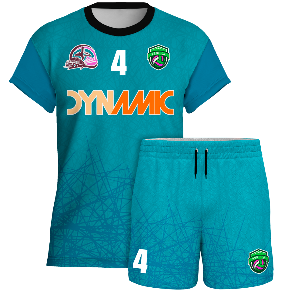 Conjunto voley manga corta sublimado modelo líneas