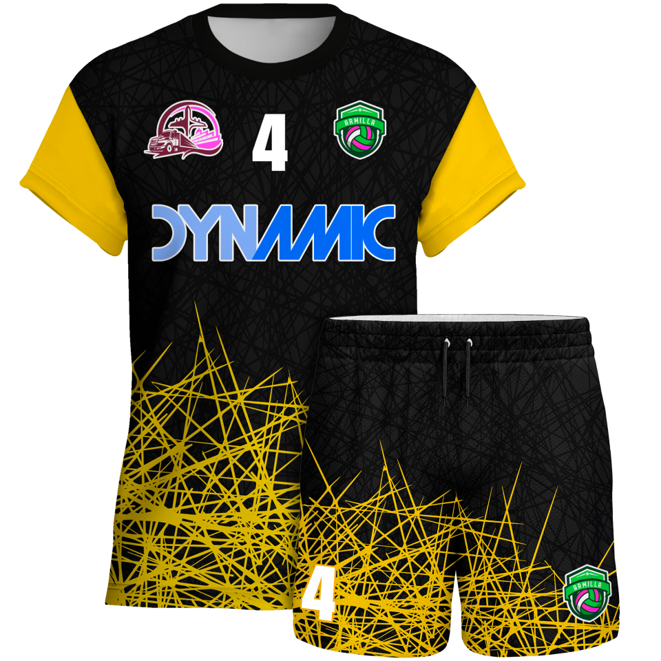 Conjunto voley manga corta sublimado modelo líneas