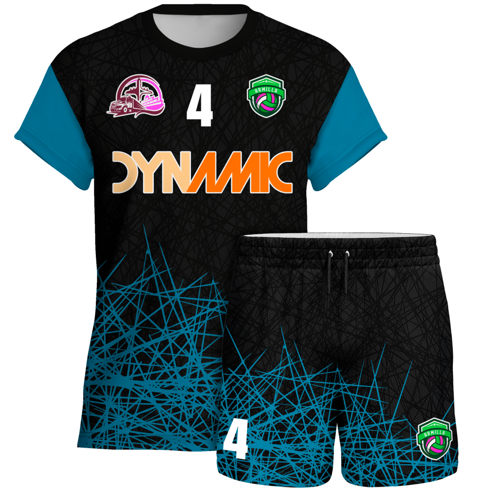 Conjunto voley manga corta sublimado modelo líneas