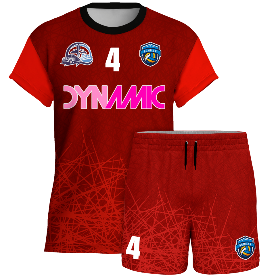 Conjunto voley manga corta sublimado modelo líneas