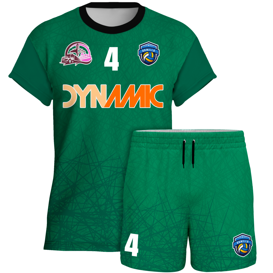 Conjunto voley manga corta sublimado modelo líneas