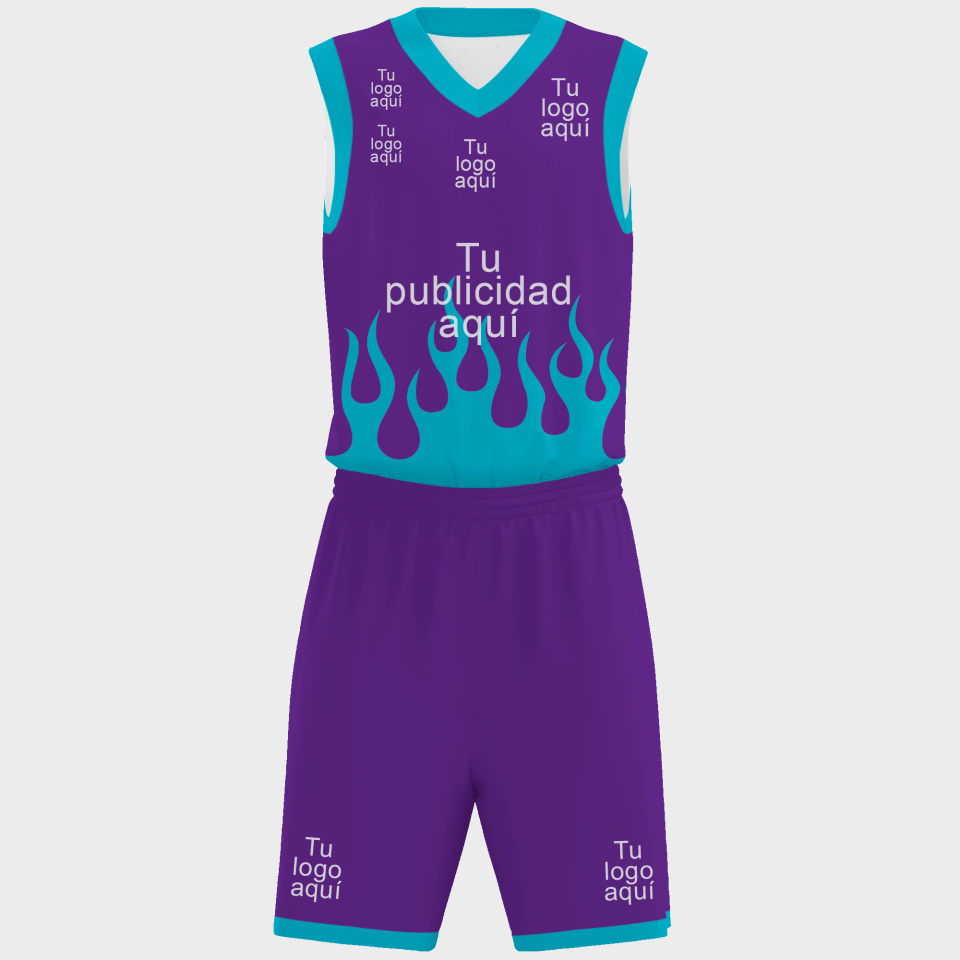 Conjunto de baloncesto sublimado modelo fuego personalizado