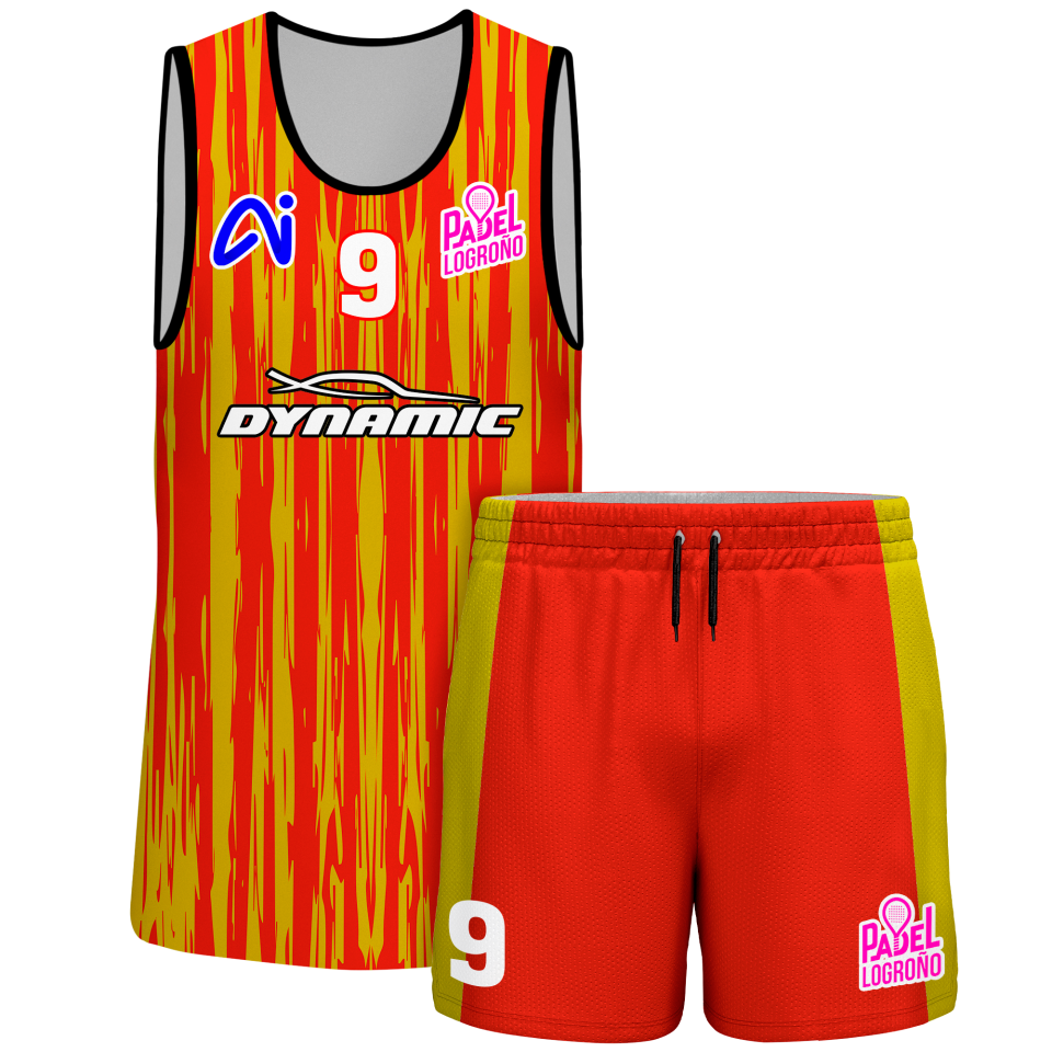 Conjunto pádel sin mangas sublimado modelo rayado