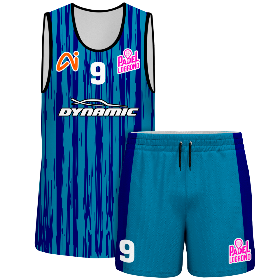 Conjunto pádel sin mangas sublimado modelo rayado