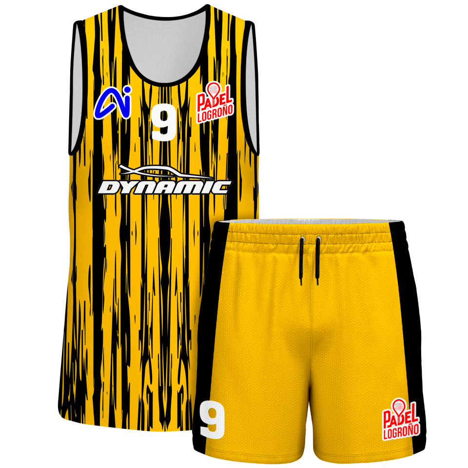 Conjunto pádel sin mangas sublimado modelo rayado