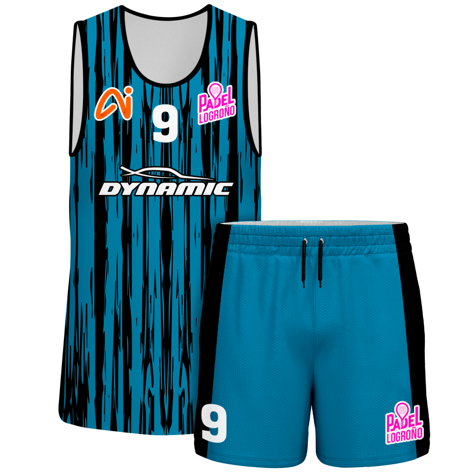 Conjunto pádel sin mangas sublimado modelo rayado