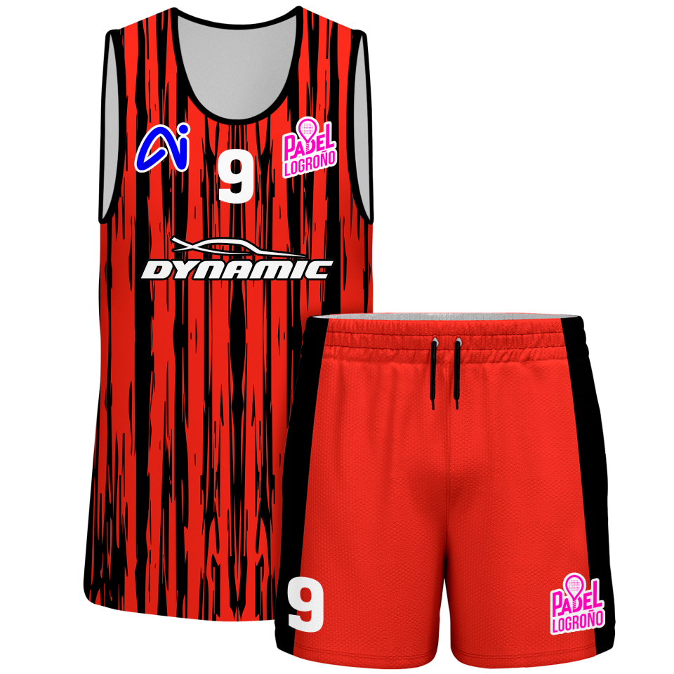 Conjunto pádel sin mangas sublimado modelo rayado