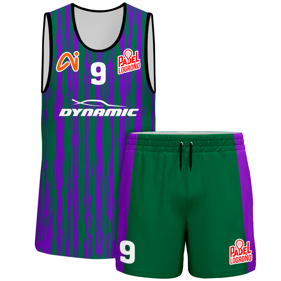 Conjunto pádel sin mangas sublimado modelo rayado