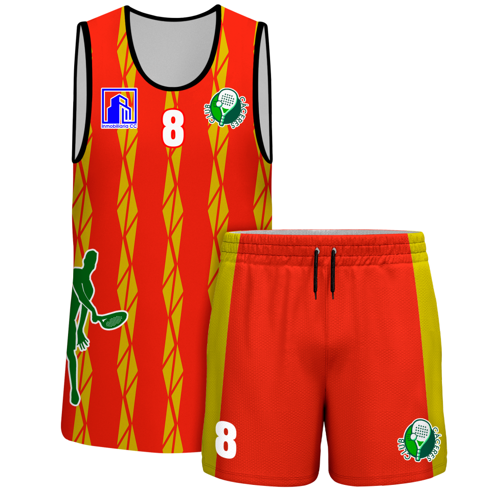 Conjunto pádel sin mangas sublimado modelo bandas