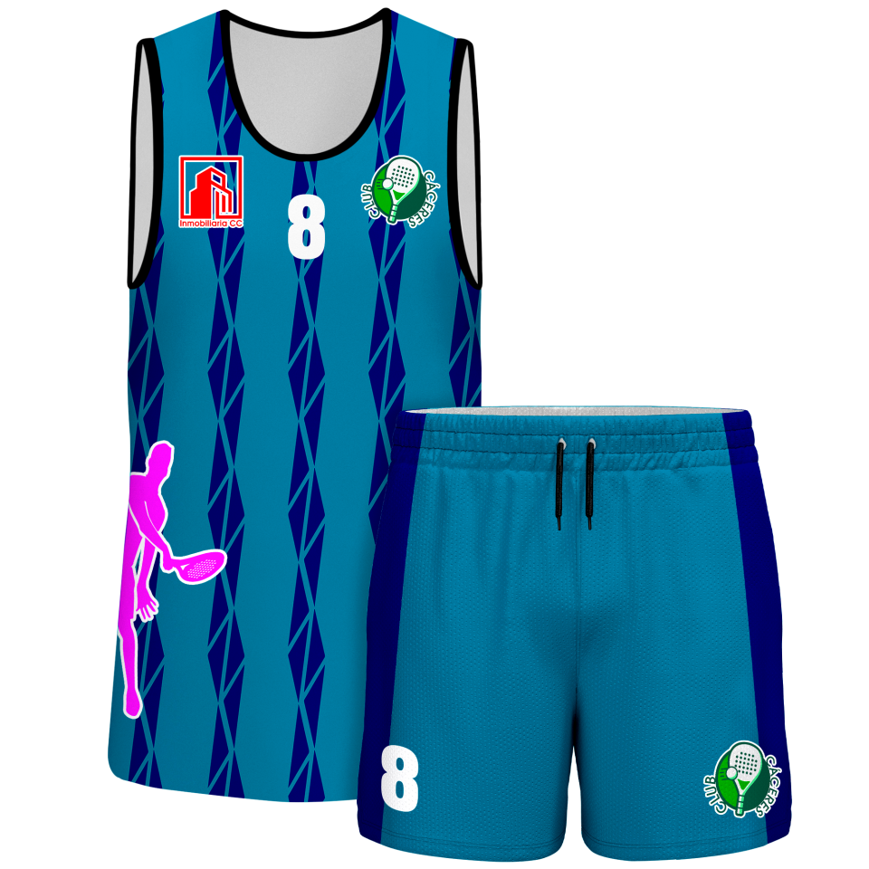 Conjunto pádel sin mangas sublimado modelo bandas