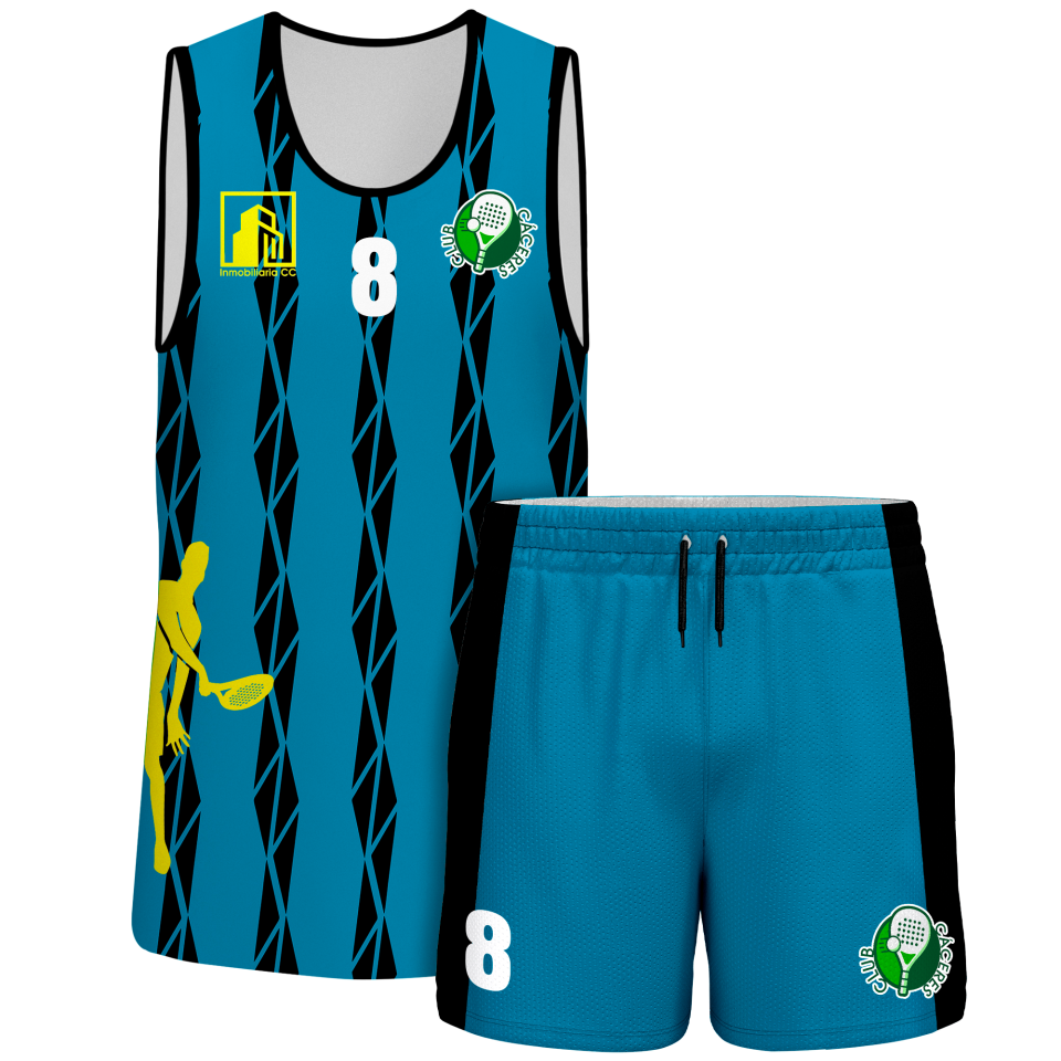 Conjunto pádel sin mangas sublimado modelo bandas