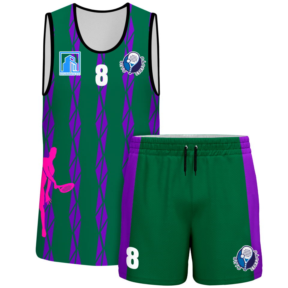 Conjunto pádel sin mangas sublimado modelo bandas