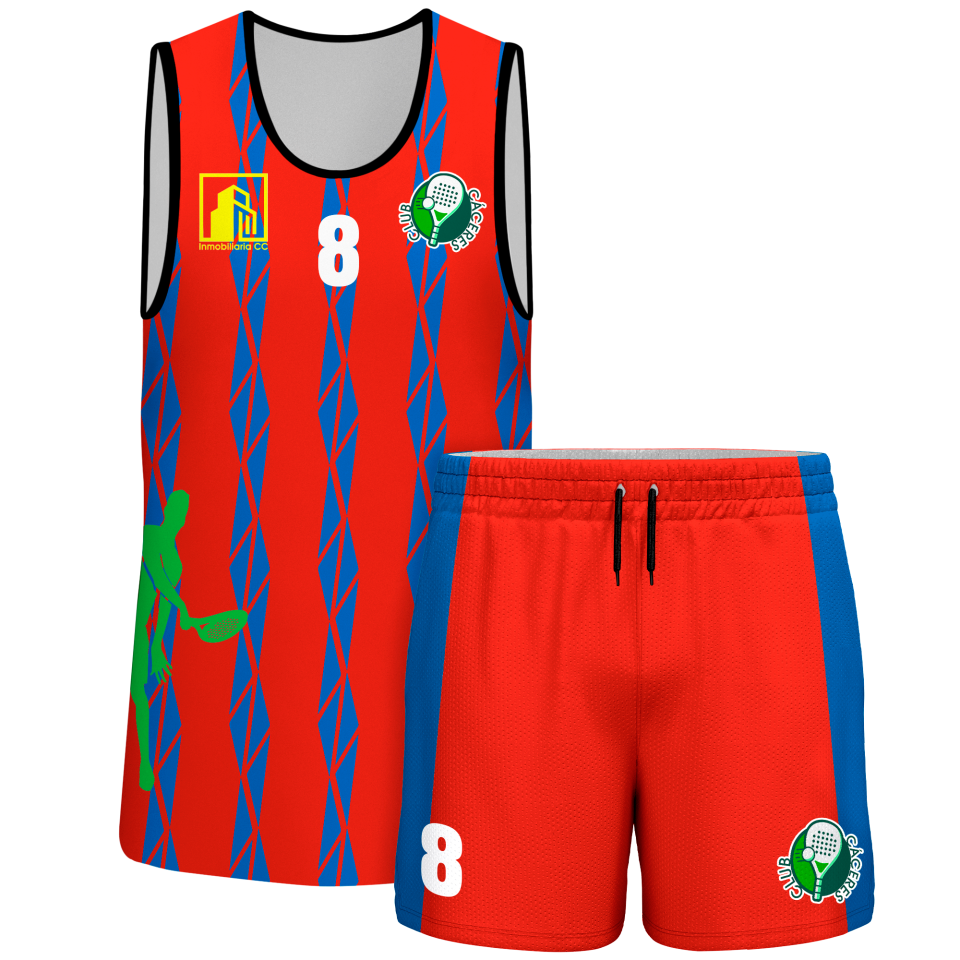 Conjunto pádel sin mangas sublimado modelo bandas