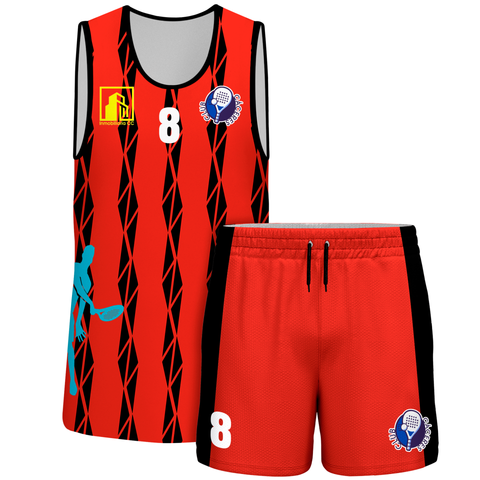 Conjunto pádel sin mangas sublimado modelo bandas