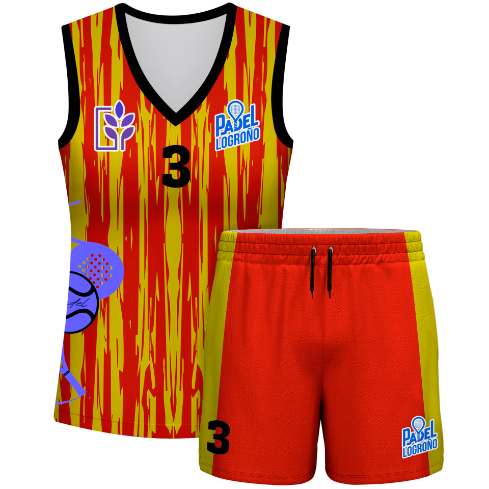 Conjunto pádel mujer sin mangas sublimado modelo rayado