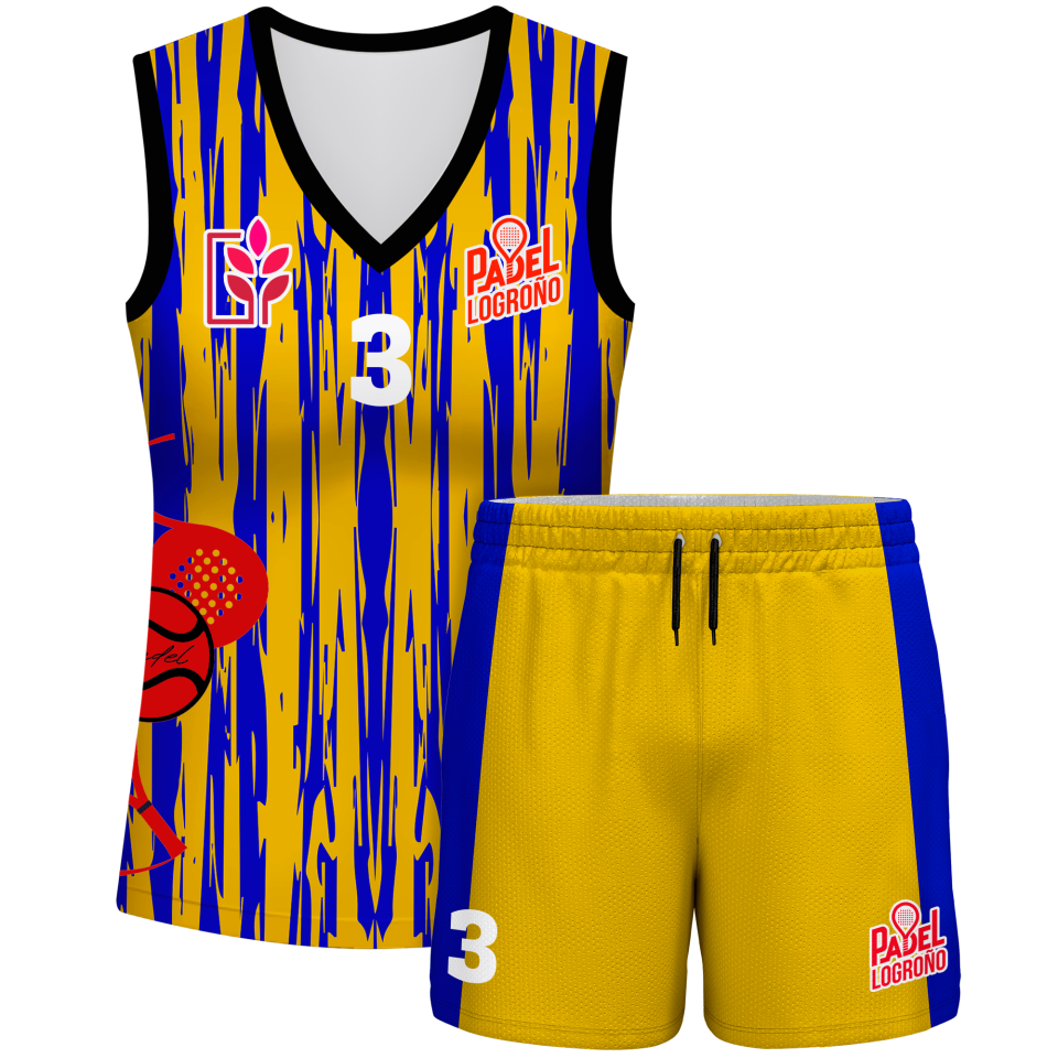 Conjunto pádel mujer sin mangas sublimado modelo rayado