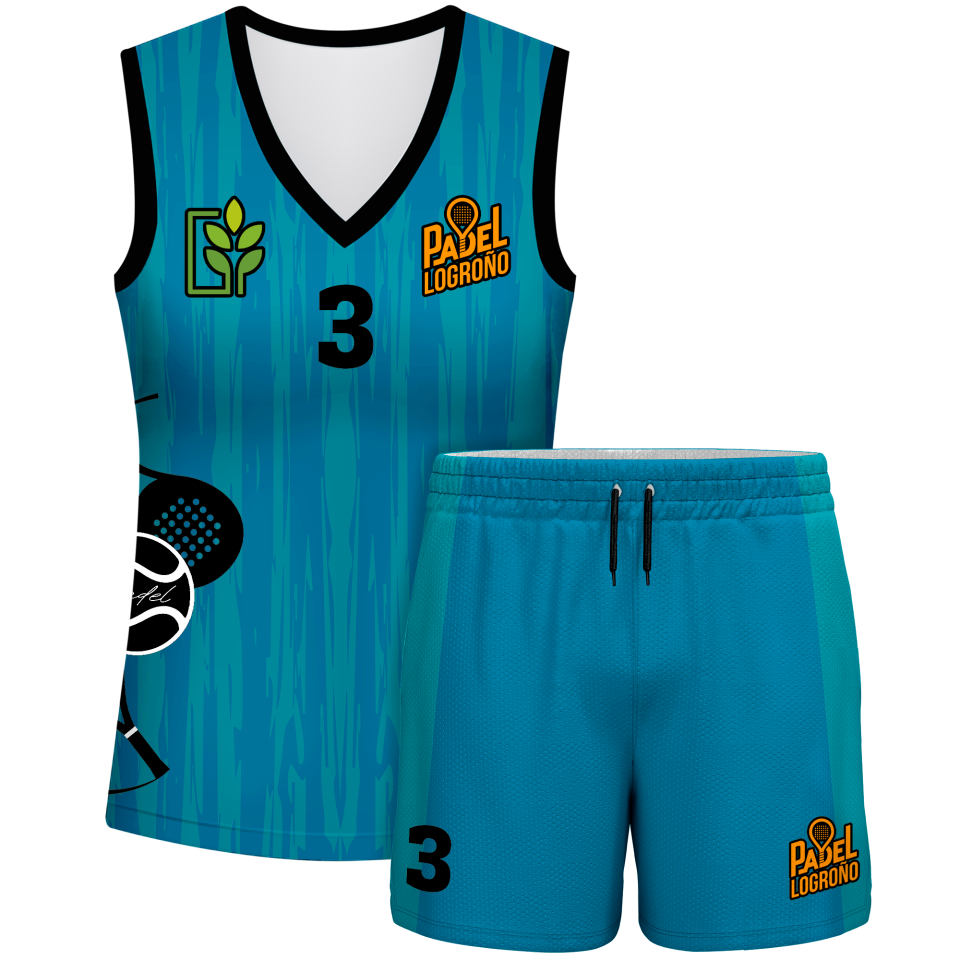 Conjunto pádel mujer sin mangas sublimado modelo rayado