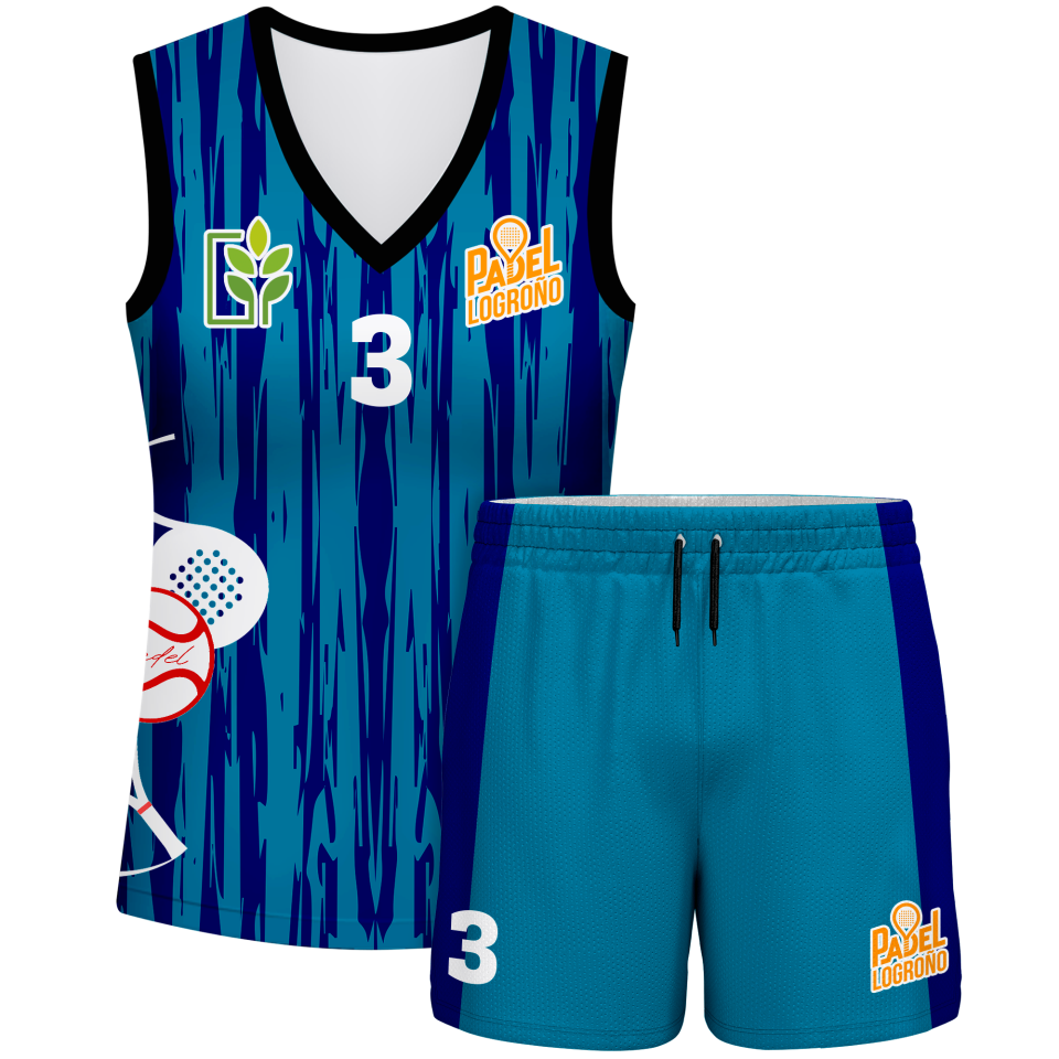 Conjunto pádel mujer sin mangas sublimado modelo rayado